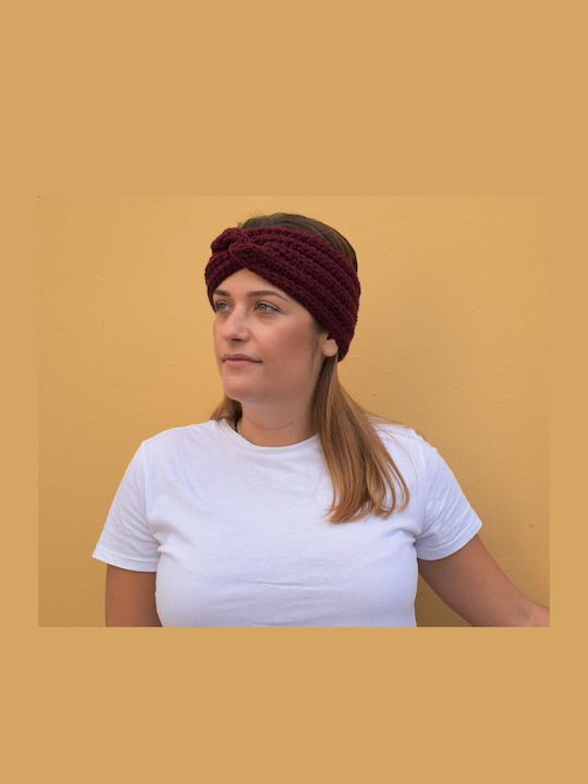 Unisex Headband with Rib Knit in Burgundy color