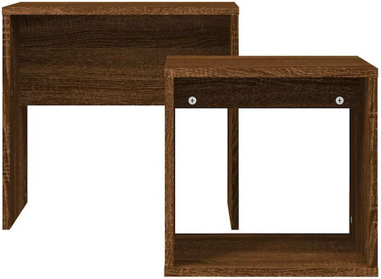 Rectangular Zigon Set Wooden Brown Oak 2 Pieces M48xW30xH45cm