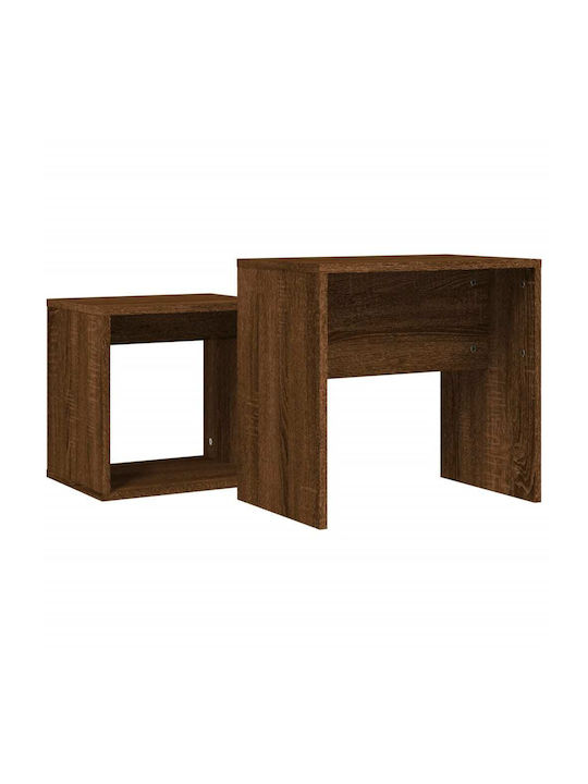 Rectangular Zigon Set Wooden Brown 2 Pieces M48xW30xH45cm