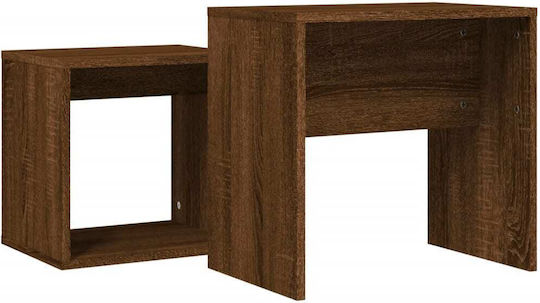 Rectangular Zigon Set Wooden Brown Oak 2 Pieces M48xW30xH45cm