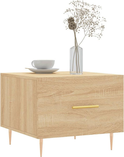 Square Side Table Wooden with Drawers Beige 2 Pieces M50xW50xH40cm