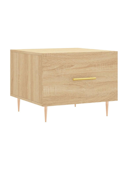 Square Side Table Wooden with Drawers Beige 2 Pieces M50xW50xH40cm