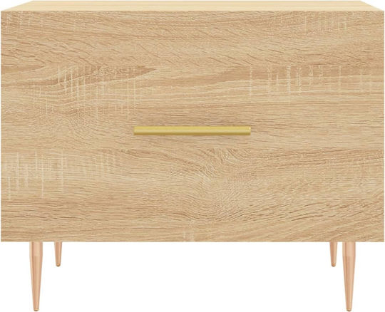 Square Side Table Wooden with Drawers Beige 2 Pieces M50xW50xH40cm