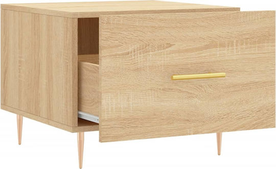 Square Side Table Wooden with Drawers Beige 2 Pieces M50xW50xH40cm