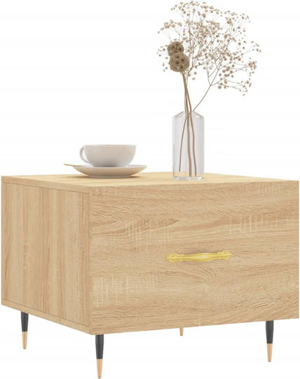 Square Side Table Wooden with Drawers Beige 2pcs W50xD50xH40cm