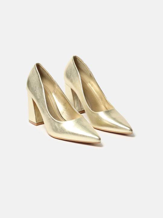 InShoes Pointed Toe Gold Heels