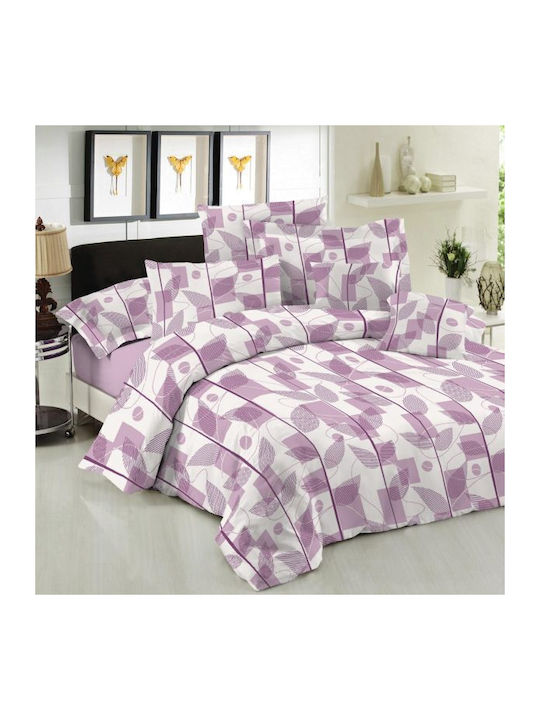 Le Blanc Leaves Module Cuvertură Single Bumbac Liliac 160x240cm 2buc