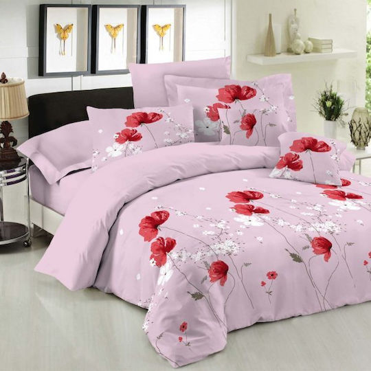 Le Blanc Anemone Set Super King Size 220x240 cm Roz 3 Bucăți