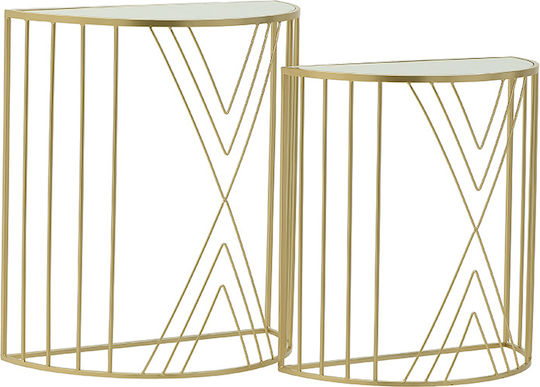 Console Table Metal with Glass Surface Gold L66xW33xH73cm