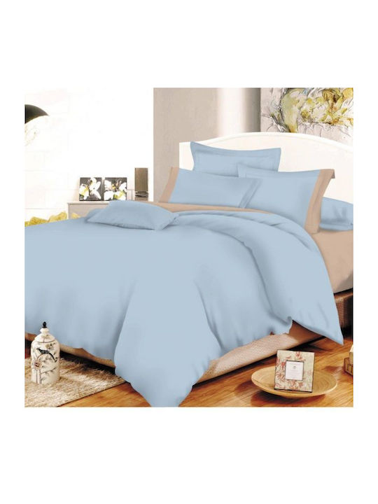 Le Blanc Cuvertură de pat Dublă 200x240 Cotton Line Albastru Sky Baby Blue-Beige