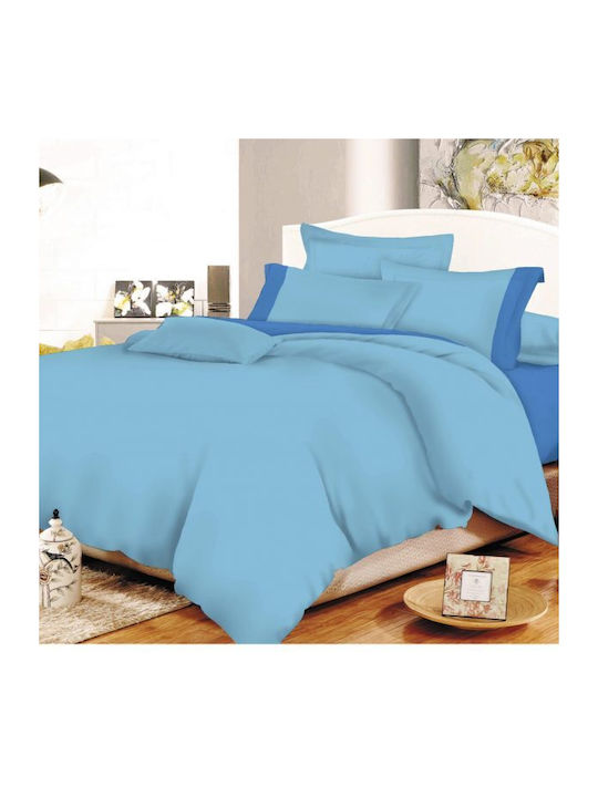 Le Blanc Bettbezug Über-Doppelbett 220x240 Cotton Line Light Blue-Blue