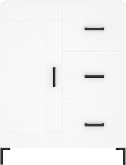 Sideboard Wooden with Drawers White 69.5x34x90cm