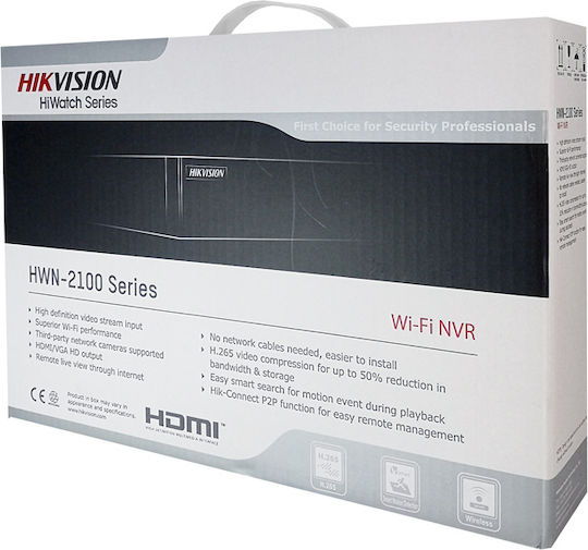 Hikvision Hiwatch Записващо устройство NVR WiFi 8 Канала с Резолюция Full HD+ HWN-2108MH-W