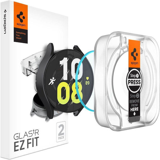 Spigen EZ FIT GLAS.tR Gehärtetes Glas für das Galaxy Watch6 44mm 2Stück AGL06520