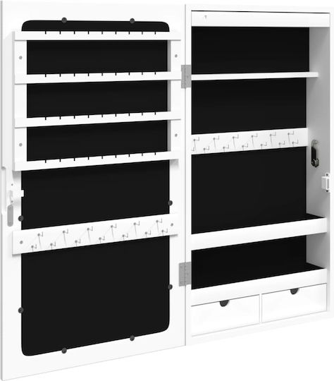 vidaXL Καθρέπτης Τοίχου με Λευκό Ξύλινο Πλαίσιο & LED Φωτισμό 67x37.5cm