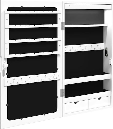 vidaXL Καθρέπτης Τοίχου με Λευκό Ξύλινο Πλαίσιο & LED Φωτισμό 67x37.5cm