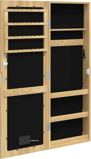 vidaXL Wandspiegel mit Braun Hölzernes Rahmen & LED Beleuchtung 90x31.5cm 1Stück