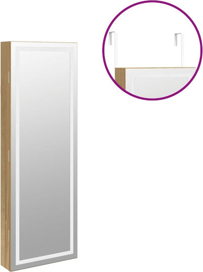 vidaXL Wandspiegel mit Braun Hölzernes Rahmen & LED Beleuchtung 90x31.5cm 1Stück