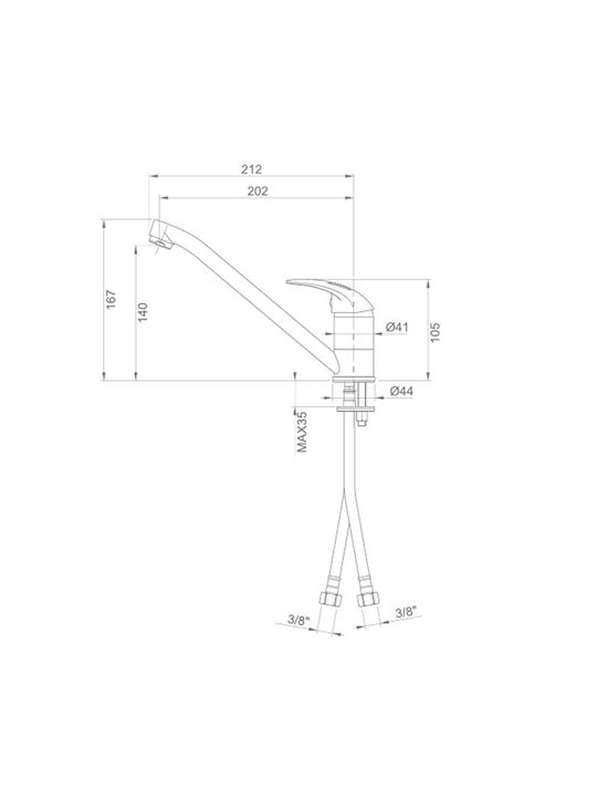 Sanitec Eco-1 Kitchen Faucet Counter Silver