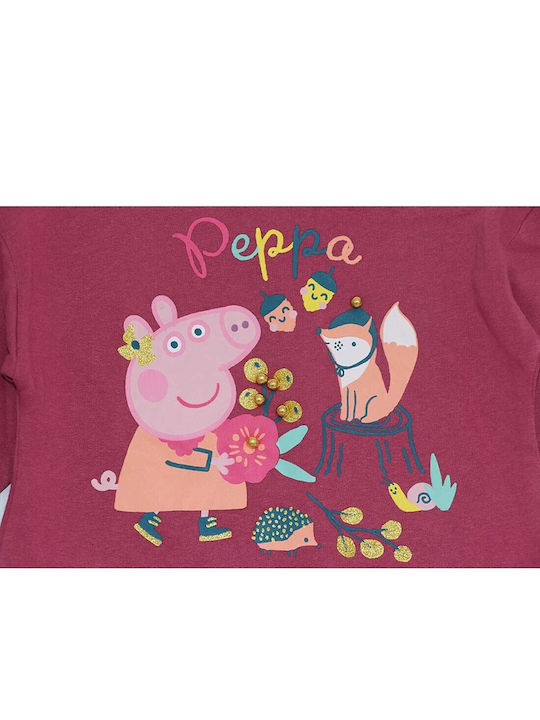 Peppa Pig Sweatshirt Kids Dress Long Sleeve Fuchsia