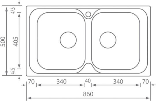Sanitec Atlantic Ένθετος Νεροχύτης Inox Σατινέ Μ86xΠ50cm Ασημί