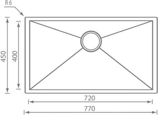Sanitec Filo Quadra Drop-In Küchenspüle Inox Satiniert M77xB45cm Silber