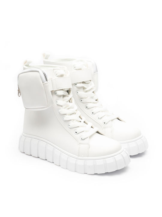 Malesa Women's Combat Boots White