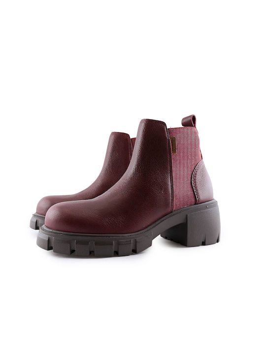 Bottero Women's Ankle Boots with Medium Heel Burgundy