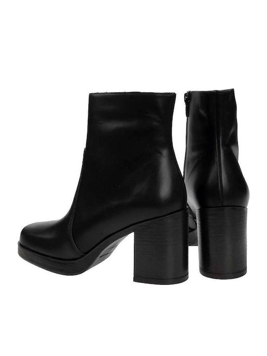 Leder Stiefeletten Damen Schwarz
