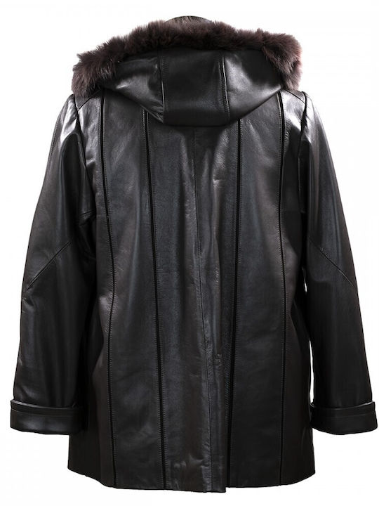 Ageridis Leather Women's Short Lifestyle Leather Jacket for Winter Black