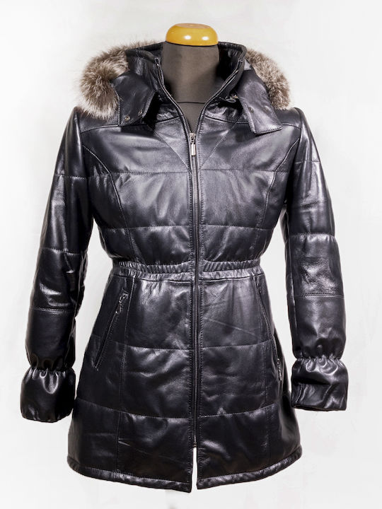 Ageridis Leather Women's Short Lifestyle Leather Jacket for Winter Black