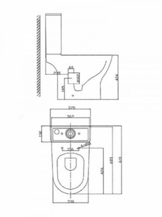 KLP Donna Rimless Floor-Standing Toilet with Floor Trap and Flush White