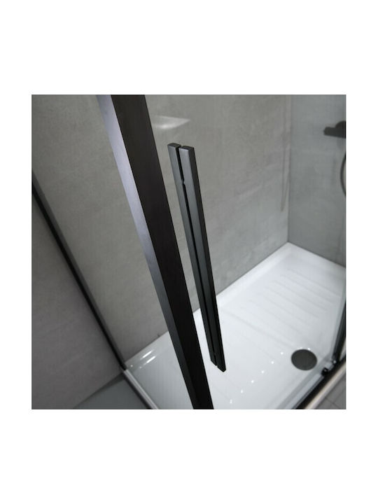 Devon Flow Slider 2+2 Shower Screen for Shower with Sliding Door 161-164x195cm Clean Glass Black Matt