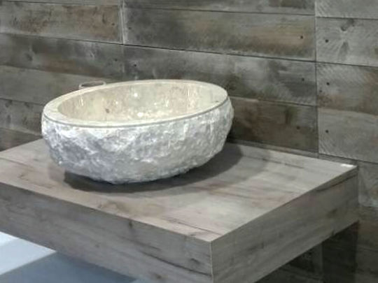 Bati Bali Meteor Επικαθήμενος Νιπτήρας Πέτρινος 45x45x15cm Μπεζ
