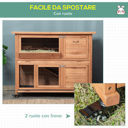Pawhut D51-315 Holzkäfig für Kaninchen 122cmx50cmx101cmcm.