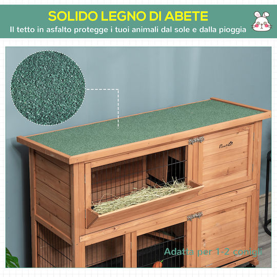 Pawhut D51-315 Holzkäfig für Kaninchen 122cmx50cmx101cmcm.