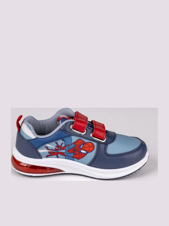 Spiderman Παιδικά Sneakers με Σκρατς & Φωτάκια Μπλε