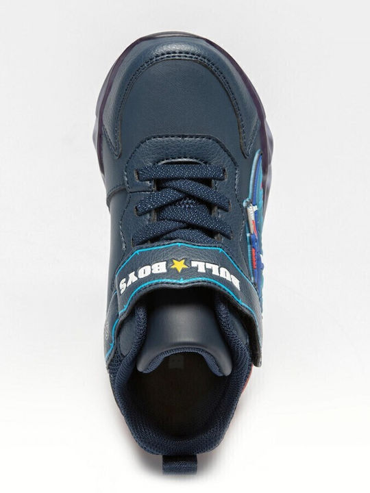 Παιδικά Sneakers High με Σκρατς & Φωτάκια Μπλε