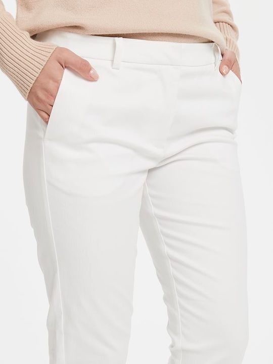 Dama Pantaloni Chino cu Croială Normală Alb