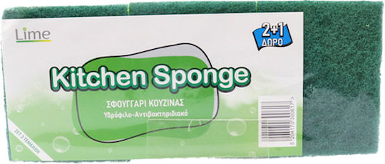 Lime Σετ Σφουγγάρια Πιάτων Αντιβακτηριδιακά Κίτρινα 3τμχ