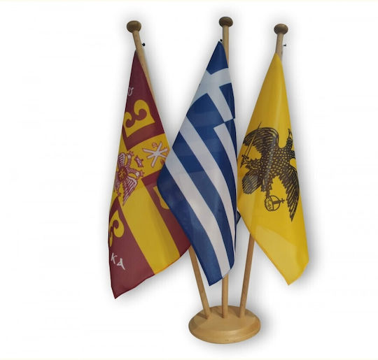 Holzständer 3 Einsatz Flaggen 40cm Ελλάς-βυζάντιο-4β