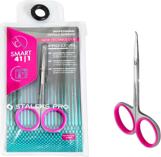 Staleks Pro Smart Stainless Nail Scissors with Curved Tip for Cuticles Fuchsia 72921 1 Piece