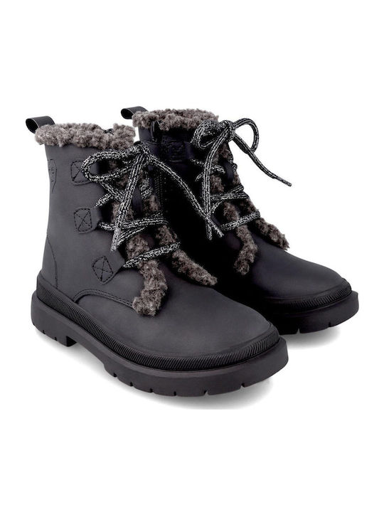 Leather Kids Boots with Zipper Black