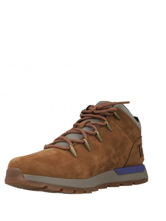 Leather Kids Boots with Laces Brown