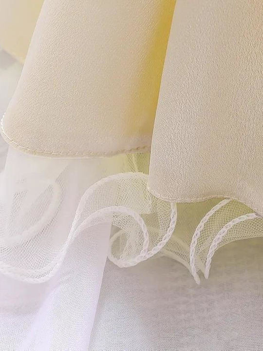 Rochie Fete Fără Mâneci Din Tulle Pentru Domnișoarele De Onoare Florale Ecru