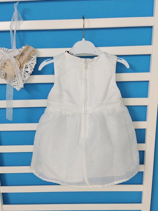 TakTakBaby Mädchen Kleid Gestreift Ärmellos Weiß