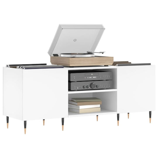 vidaXL Мебел за Hi-Fi Бял 38x121x48см