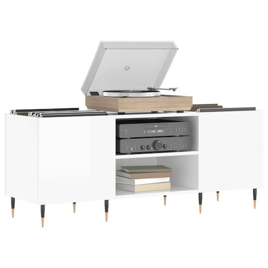 vidaXL Glossy Hi-Fi Furniture White 38x121x48cm