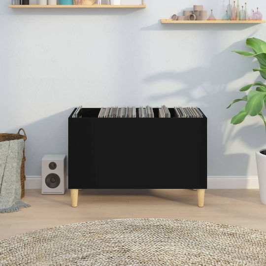vidaXL Record Furniture from Processed Wood Hi-Fi Furniture Black with Brown Legs 74.5x48x38cm