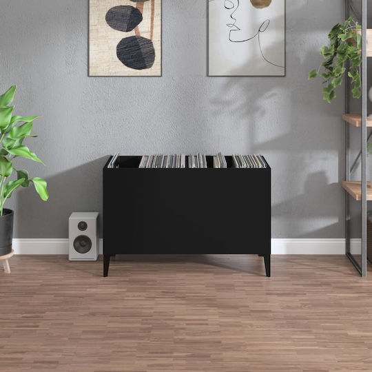 vidaXL Έπιπλο Δίσκων Hi-Fi Furniture Black with Black Feet 74.5x48x38cm
